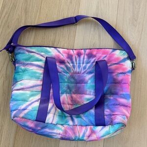 Top Trenz Colorful Tie-Dye Kids Tote with Purple Straps